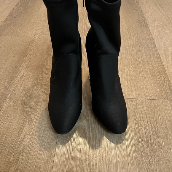 Black Heeled Booties with Acrylic Heel - Picture 2 of 5